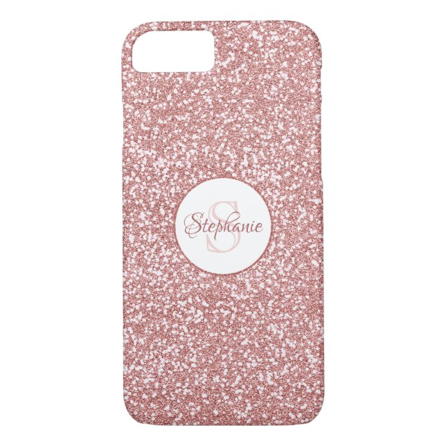 Rose Gold Glitzer Monogram Case-Mate iPhone Hülle (Rückseite)