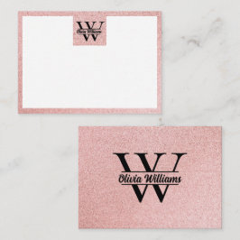 Rose Gold Glitzer Monogram | Girly Modern Sparkle Mitteilungskarte