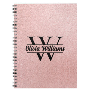 Rose Gold Glitzer Monogram   Girly Modern Sparkle Notizblock