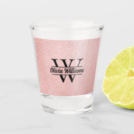 Rose Gold Glitzer Monogram | Girly Modern Sparkle Schnapsglas