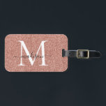 Rose Gold Glitzer Monogram Girly Script Sparkle Gepäckanhänger<br><div class="desc">Rose Gold Glitzer Sparkle Elegantes Girly Script Swash Name Monogram Bag Tag</div>