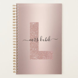 Rose Gold Glitzer Monogram Lehrer Planer