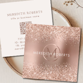 Rose Gold Glitzer Monogram Logo Quadratische Visitenkarte