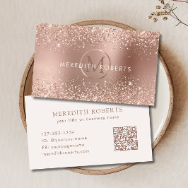 Rose Gold Glitzer Monogram Logo Visitenkarte