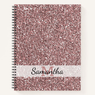 Rose Gold Glitzer Monogram Name Notizbuch