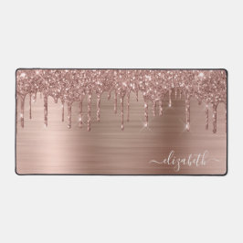 Rose Gold Glitzer Monogram Schreibtischunterlage
