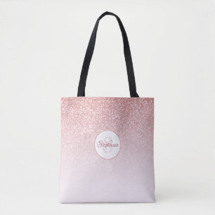 Rose Gold Glitzer Monogram Tasche