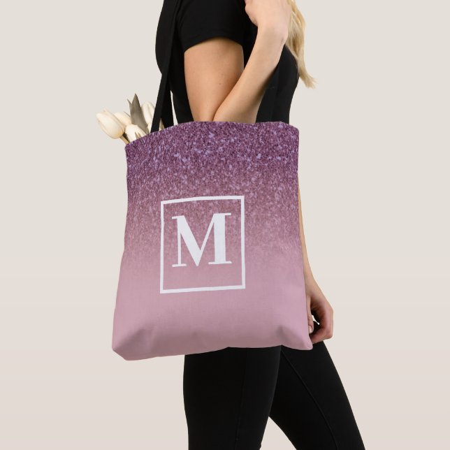 Rose Gold Glitzer Monogram Totbeutel Tasche (Von Nahem)