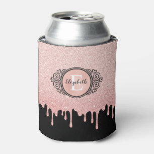 Rose Gold Glitzer Monogramm Dosenkühler
