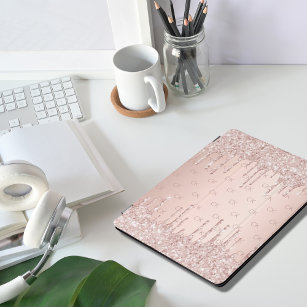 Rose Gold Glitzer Monogramm Initialen rosa Luxus iPad Pro Cover