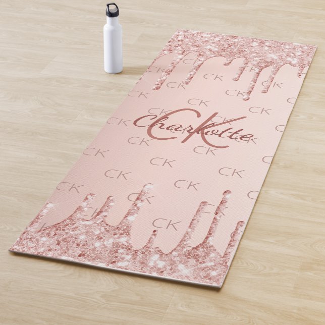 Rose Gold Glitzer Monogramm Initialen rosa Yogamatte (Beispiel)
