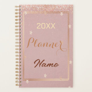 Rose Gold Glitzer Monogramm Name 20XX Planer