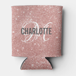 Rose Gold Glitzer Monogramm Name Dosenkühler