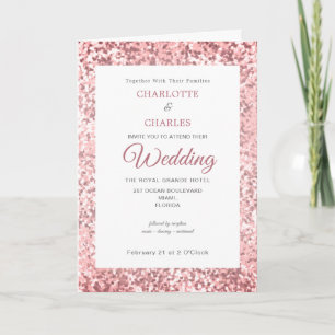 Rose Gold Glitzer Muster Elegantes einfaches Foto Einladung