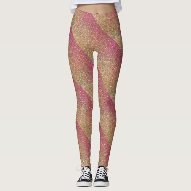 Rose Gold Glitzer Muster Leggings (Vorderseite)