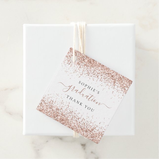Rose Gold Glitzer Name Abschluss Vielen Dank Geschenkanhänger (Beispiel)