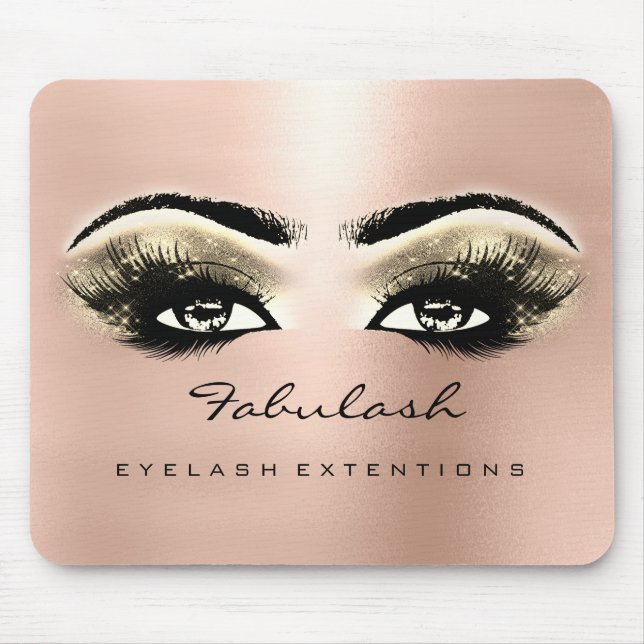 Rose Gold Glitzer Name Beauty Lashes Makeup Mousepad (Vorne)