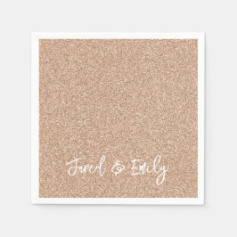 Rose Gold Glitzer NAME & NAME Elegante Chic Weddin Serviette