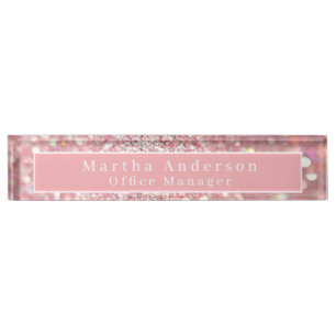Rose Gold Glitzer Namensplakette