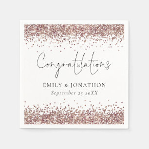 Rose Gold Glitzer Names Glückwünsche Hochzeit Serviette