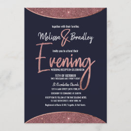 Rose Gold Glitzer Navy Blue Circle Abend Einladung