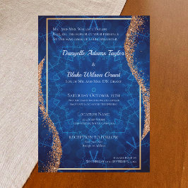 Rose Gold Glitzer Navy Blue Pattern Hochzeit Einladung