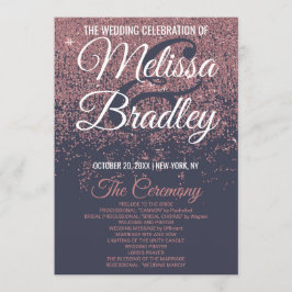 Rose Gold Glitzer Navy Blue Weddingprogramme Programm