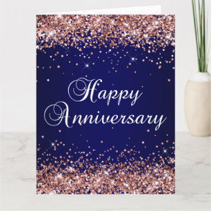 Rose Gold Glitzer Navy Ombre Happy Jahrestag Karte