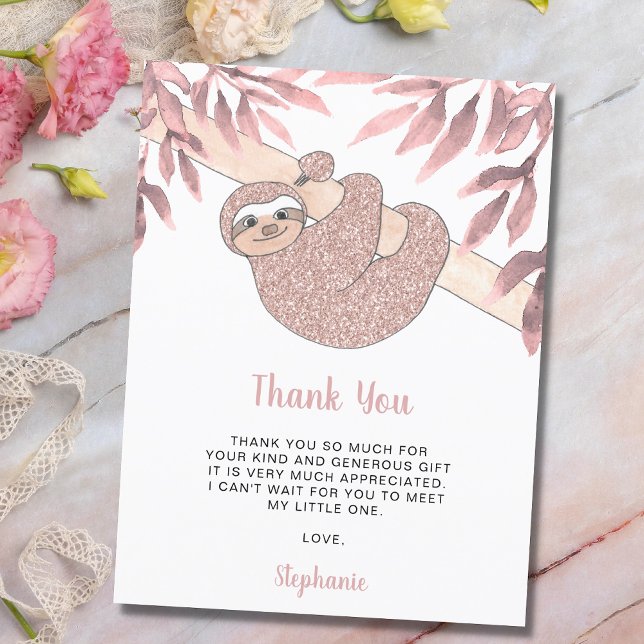 Rose Gold Glitzer Niedlich Sloth Baby Dusche Viele Postkarte (Von Creator hochgeladen)