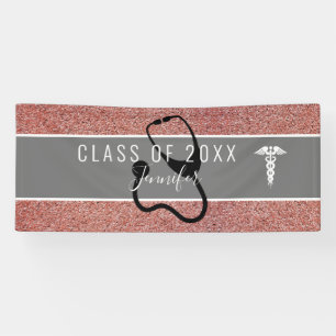 Rose Gold Glitzer Nurse Abschluss Caduceus Custom Banner