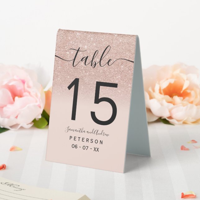 Rose Gold Glitzer Ober Rosa Trautisch Tischaufsteller (In Situ (Hochzeit))