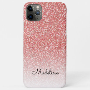 Rose Gold Glitzer Ombre Black Script Name Case-Mate iPhone Hülle