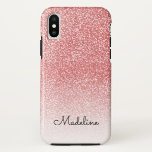 Rose Gold Glitzer Ombre Black Script Name Case-Mate iPhone Hülle