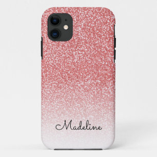 Rose Gold Glitzer Ombre Black Script Name Case-Mate iPhone Hülle