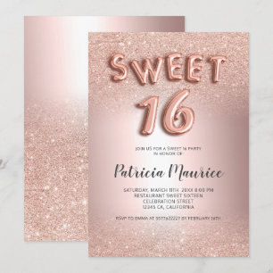 Rose Gold Glitzer ombre Buchstaben metallisch süß  Einladung