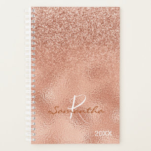 Rose Gold Glitzer Ombre Foil Jährliche Monogramm Planer