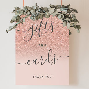 Rose Gold Glitzer ombre Hochzeitsgeschenke Karten Poster