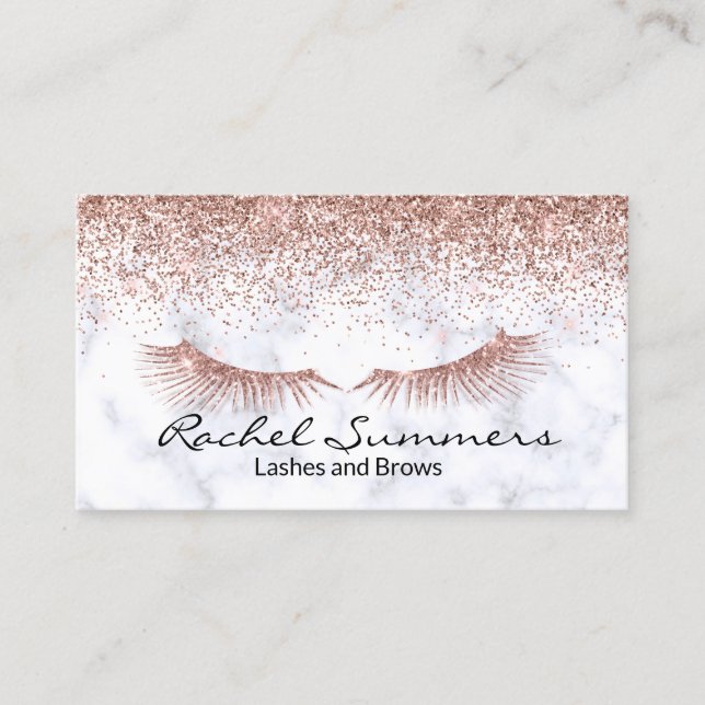 Rose Gold Glitzer Ombre Marble Eyebrow Eyelash Visitenkarte (Vorderseite)