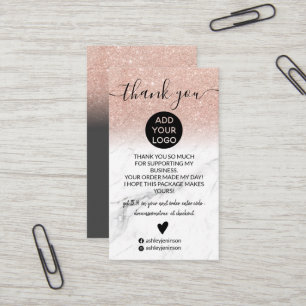 Rose gold Glitzer ombre marborge Auftrag Vielen Da Visitenkarte