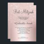 Rose Gold Glitzer ombre Metallfolie Bat Mitzvah Einladung<br><div class="desc">Ein schicker und luxuriöser Rose Gold Glitzer ombre Metallic Folie mit eleganter Kalligraphie Typografie für eine Bat Mitzvah Einladung .</div>