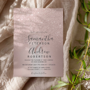 Rose Gold Glitzer ombre Metallfolie Hochzeit Einladung