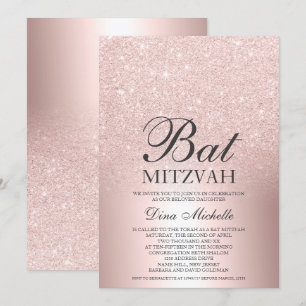Rose Gold Glitzer ombre Metallic chic Bat Mitzvah Einladung