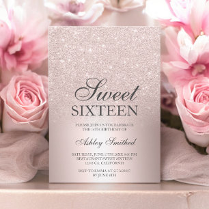 Rose Gold Glitzer ombre Metallic Chic Sweet 16 Einladung
