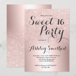 Rose Gold Glitzer ombre Metallic Folie Sweet 16 Einladung