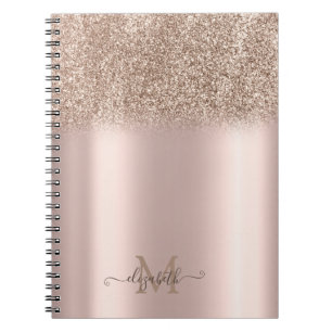 Rose Gold Glitzer Ombre Monogram Notizblock