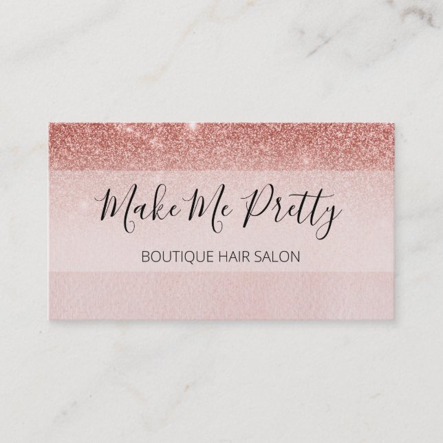 Rose Gold Glitzer Ombre Pink Salon Girly Visitenkarte (Vorderseite)