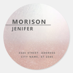Rose Gold Glitzer ombre Rücksendeadresse Runder Aufkleber