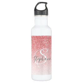 Rose Gold Glitzer Ombre Script Monogram Edelstahlflasche
