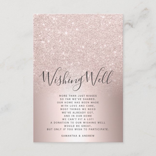 Rose Gold Glitzer ombre wünschen gute Hochzeit Begleitkarte (Vorderseite)