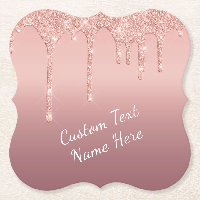 Rose Gold Glitzer Paper Untersetzer mit benutzerde (Vorderseite)